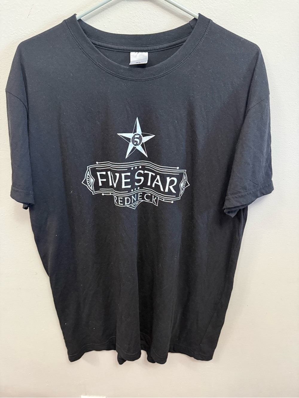Five Star Redneck Black Tee with White Logo